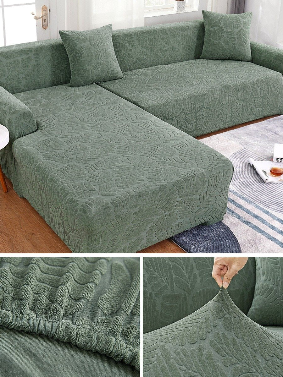 3D Luxury Leaves Embossed Jacquard Sofa Covers (WATER REPELLENT) - Hika home