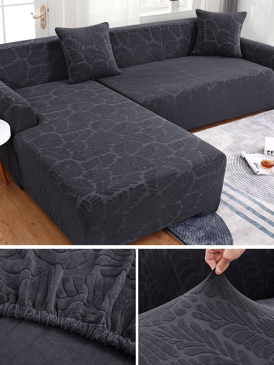 3D Luxury Leaves Embossed Jacquard Sofa Covers (WATER REPELLENT) - Hika home