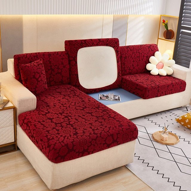 "ENLARGE SIZE "Premium 3D Embossed Jacquard Sofa Seat Slipcovers - Hika home