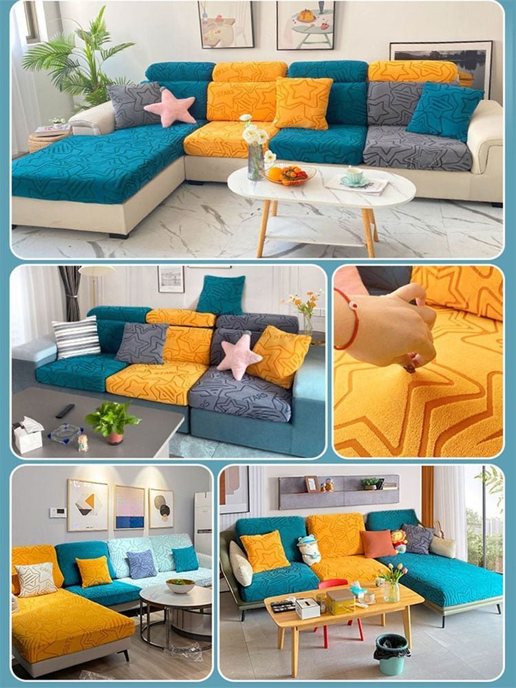 "ENLARGE SIZE "Premium 3D Embossed Jacquard Sofa Seat Slipcovers - Hika home