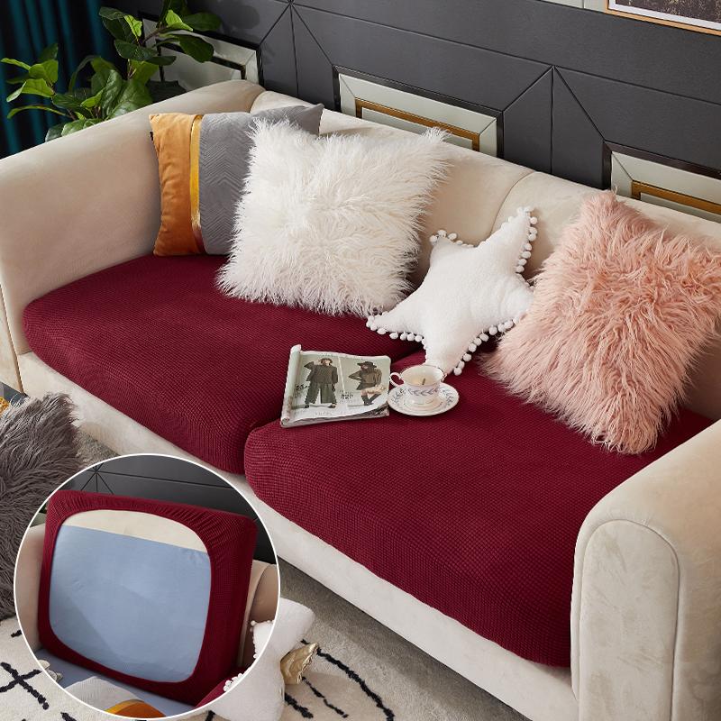 "ENLARGED SIZE"Standard Solid Color Sofa Seat Slipcovers (Polar Fleece) - Hika home