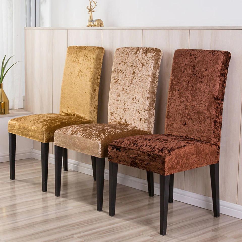 Shiny Velvet Dining Chair Covers (Super Soft) - Hika home