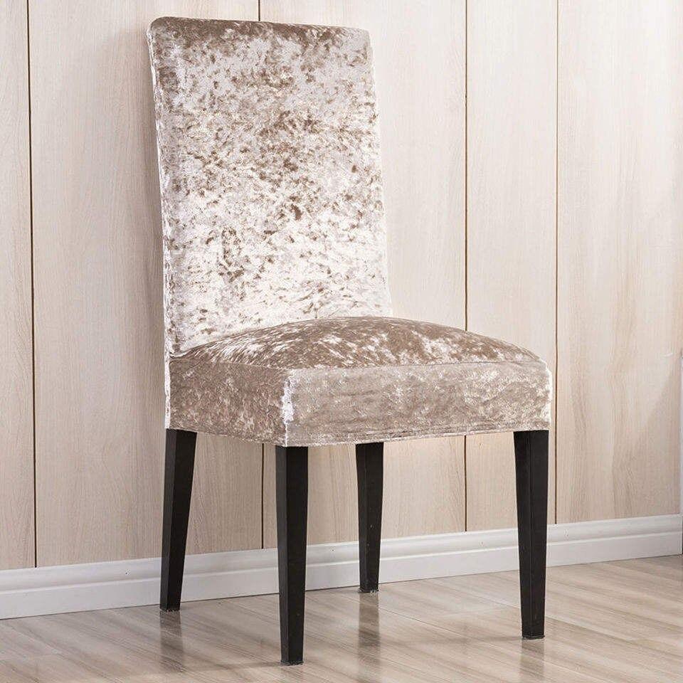 Silver crushed velvet dining chair covers 2025