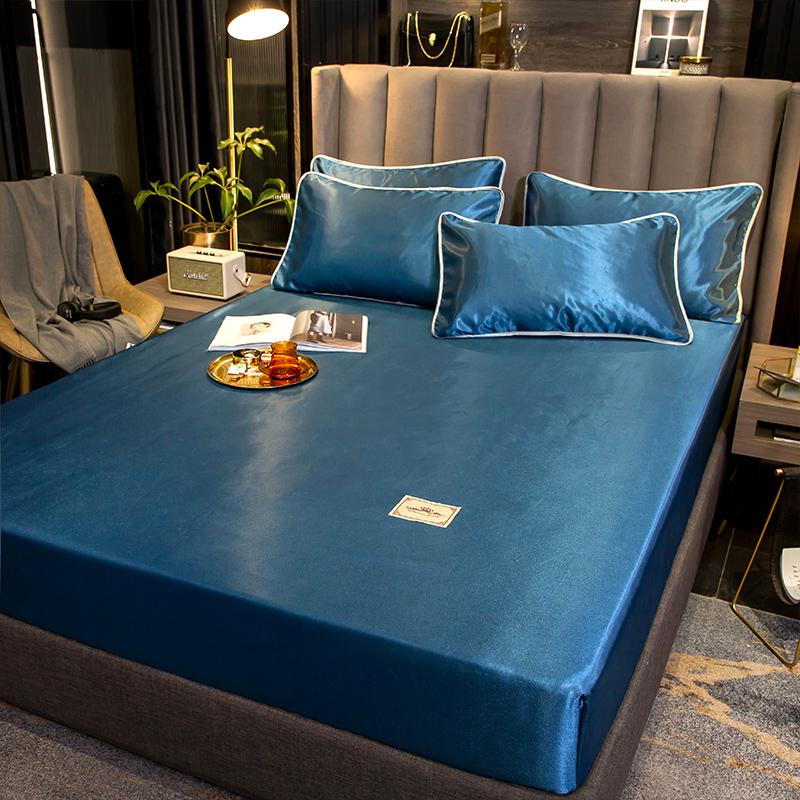 Solid Color Ice Silk Fitted Sheet - Hika home