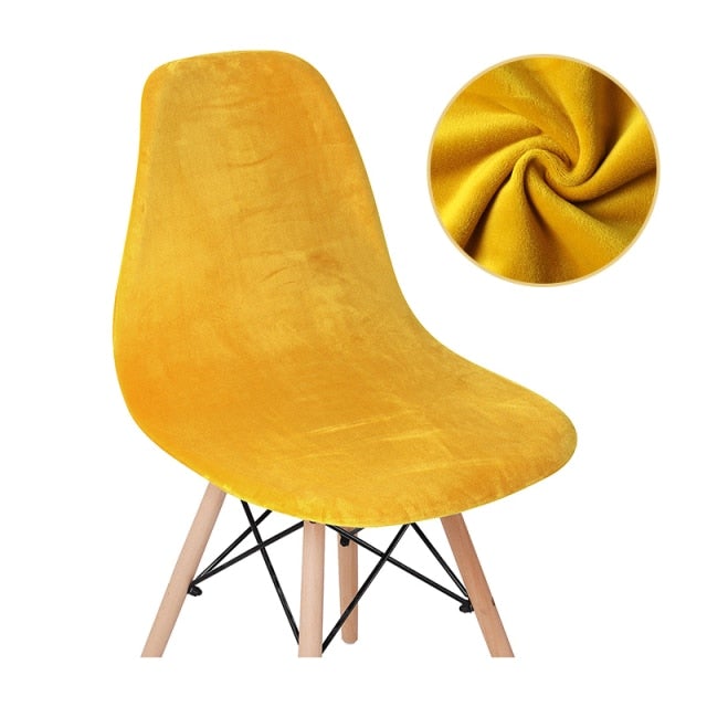 Solid Colors Velvet Soft Fabric Seat Cover Elastic Removable Washable Shell Armless Chair Covers For Home Hotel Banquet - Hika home