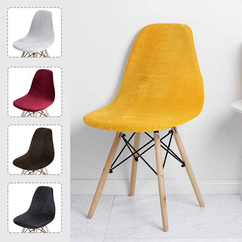 Solid Colors Velvet Soft Fabric Seat Cover Elastic Removable Washable Shell Armless Chair Covers For Home Hotel Banquet - Hika home