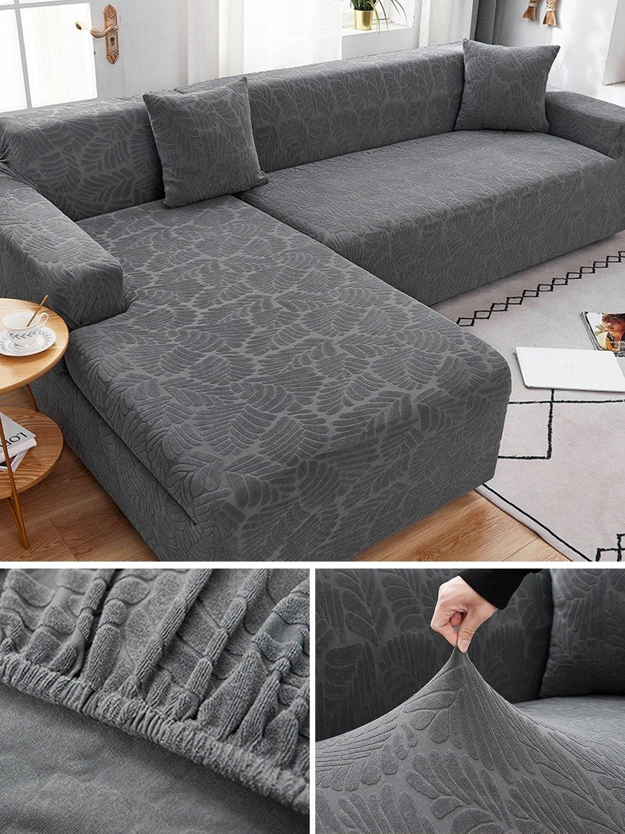 3D Luxury Leaves Embossed Jacquard Sofa Covers (WATER REPELLENT) - Hika home