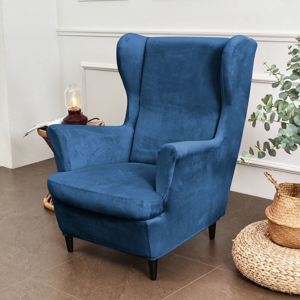 Teal wingback chair discount cover