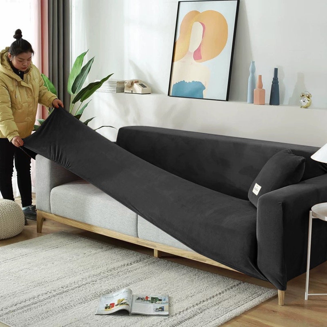Premium Velvet Plush Sofa Slipcover