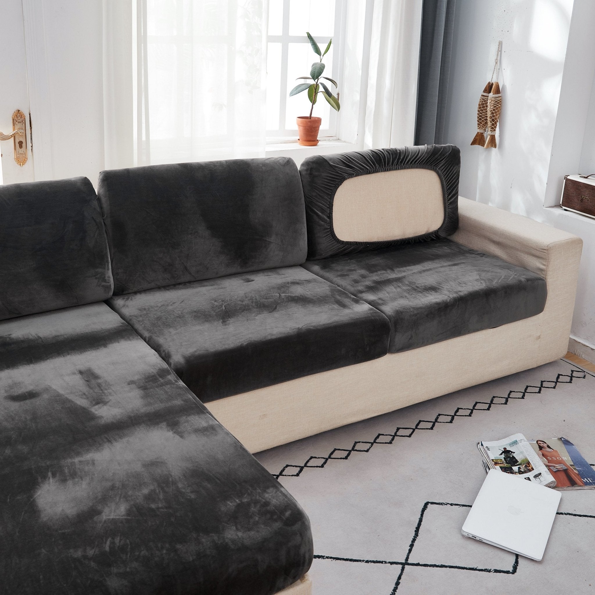 Velvet sofa seat discount covers